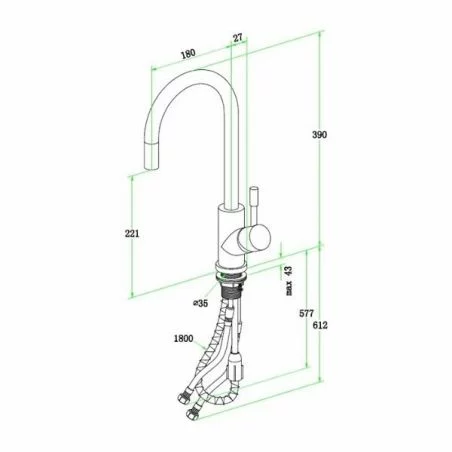 Virtuvės maišytuvas su ištraukiamu dušeliu Villeroy&Boch Umbrella Flex 92540005 - Image 4
