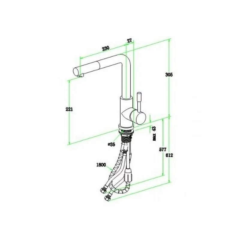 Virtuvinis maišytuvas su ištraukiama žarna Villeroy&Boch Steel Shower 969701LC - Image 3