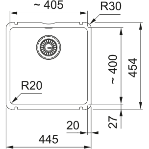 Keramikinė plautuvė Franke ''KUBUS" KXK 110-41 445*445 mm - Image 3