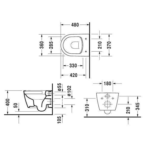 Klozetas pakabinamas Duravit Me by Starck Compact Rimless+ dangtis Soft Close - Image 6