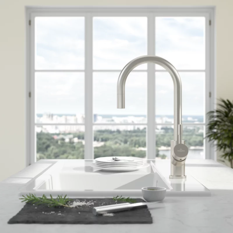 Virtuvės maišytuvas su ištraukiamu dušeliu Villeroy&Boch Umbrella Flex 925400LC