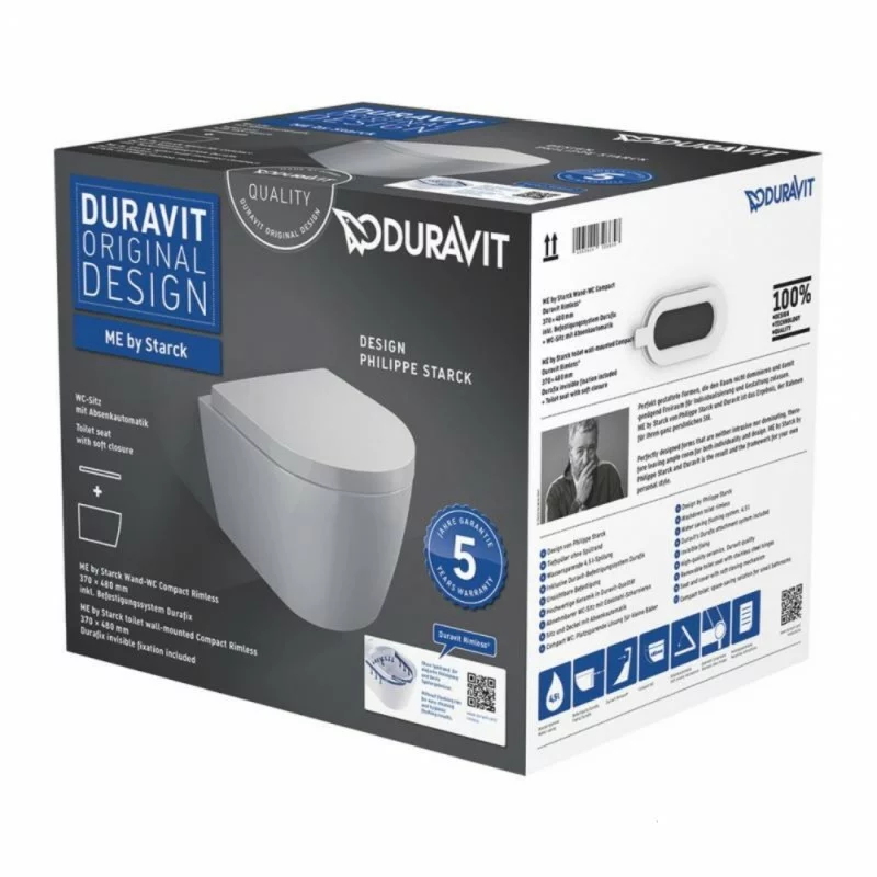 Klozetas pakabinamas Duravit Me by Starck Compact Rimless+ dangtis Soft Close - Image 5