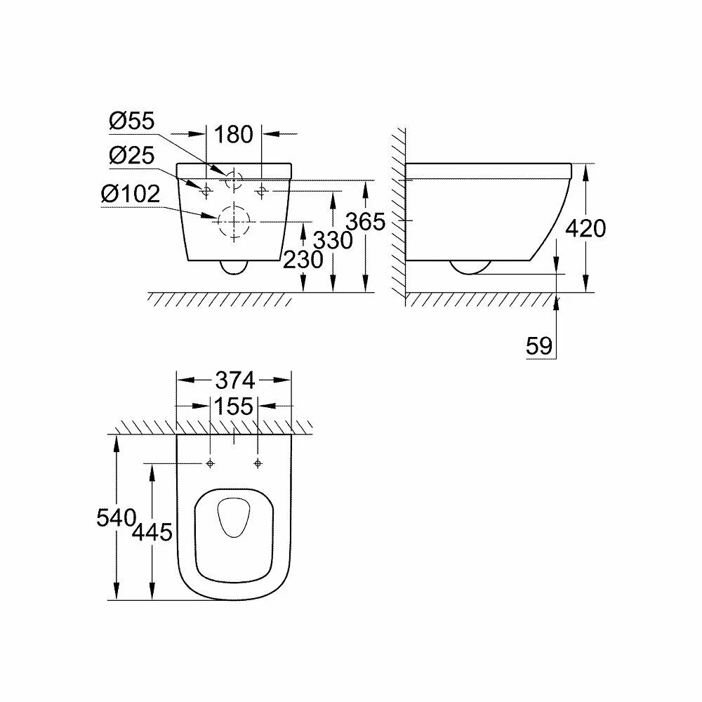 Grohe Euro Ceramic Rimless rėmo komplektas su klozetu ir mygtuku 6in1 39536000 - Image 4