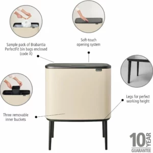 Šiukšliadėžė Brabantia Bo Touch Bin 3*11 l Metalic Gold