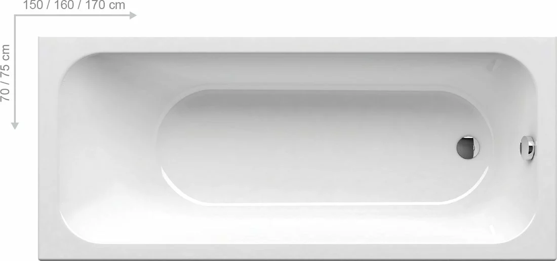 Vonia Ravak Chrome 170x75 cm + kojos - Image 3