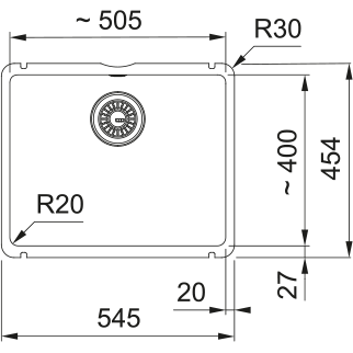Keramikinė plautuvė Franke ''KUBUS" KXK 110-51 545*445 mm - Image 2