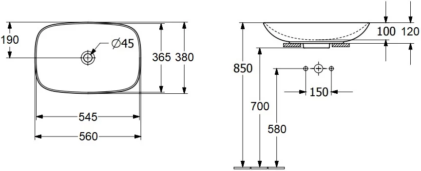 Praustuvas-dubuo Villeroy&Boch Loop&Friends 560x380 mm 4A4901R7 juodas matinis - Image 3