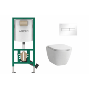 Laufen WC rėmas su klavišu ir WC Lua Rimless + SLIM soft close dangtis