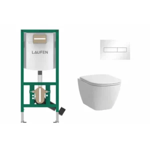 Laufen WC rėmas su klavišu ir WC Lua Rimless + SLIM soft close dangtis
