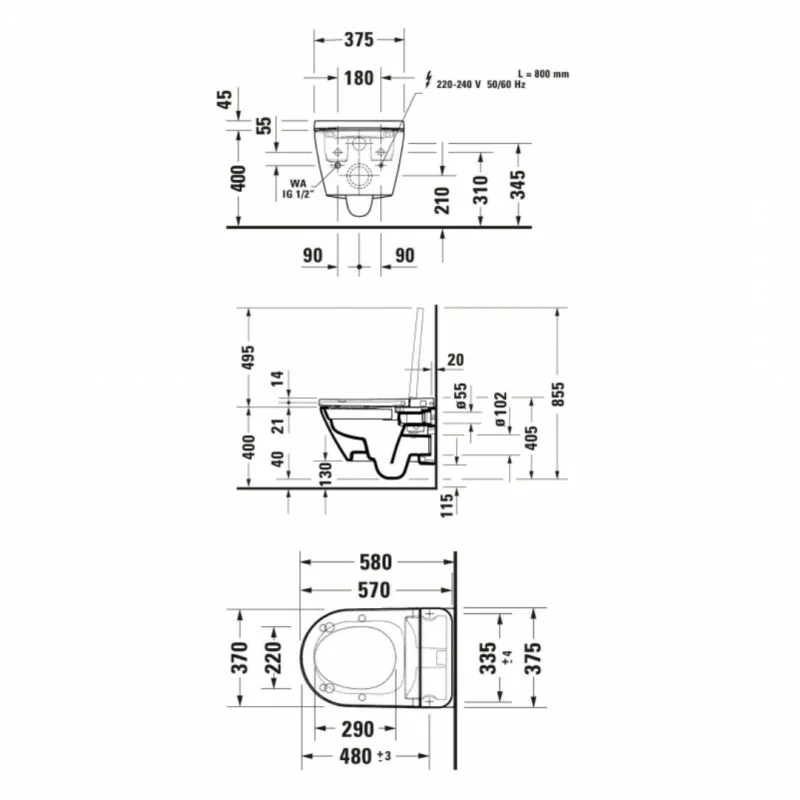 Pakabinamas klozetas su bidė funkcija Duravit Sensowash D Neo Compact - Image 14
